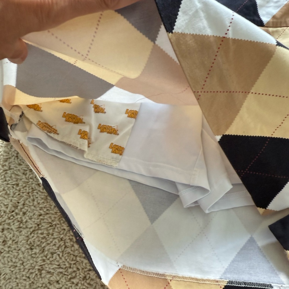 Loudmouth Golf Skort  Argyle Tan Black  White Size 6 - Picture 4 of 8